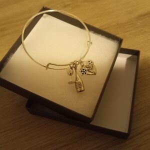 Silver-Toned Themed Charm Bangle Bracelet ~ Free Shipping! ☆